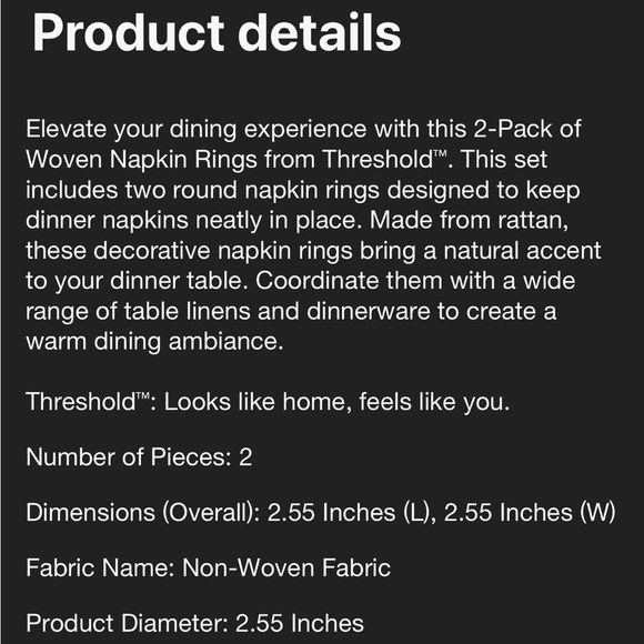 2pk Woven Napkin Rings - Threshold™ (2 sets = 4 rings) - Picture 4 of 5